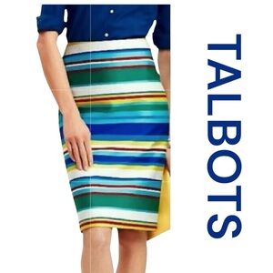 TALBOTS Multi-Color Striped Mini Skirt, Size 4.